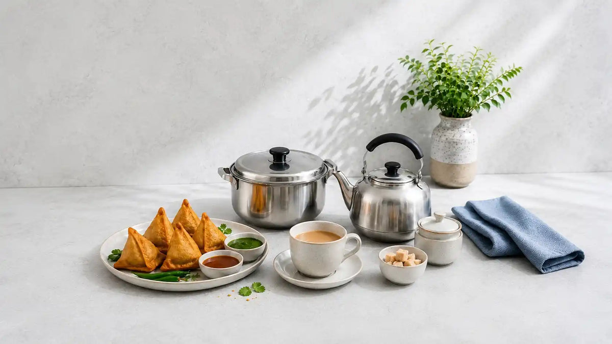 Tea time essentials in a modern kitchen with premium serving utensils and elegant kitchen accessories.