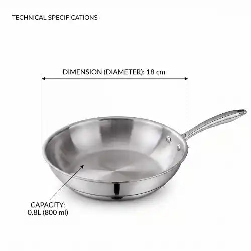 Triply Stainless Steel Fry Pan | Induction Compatible
