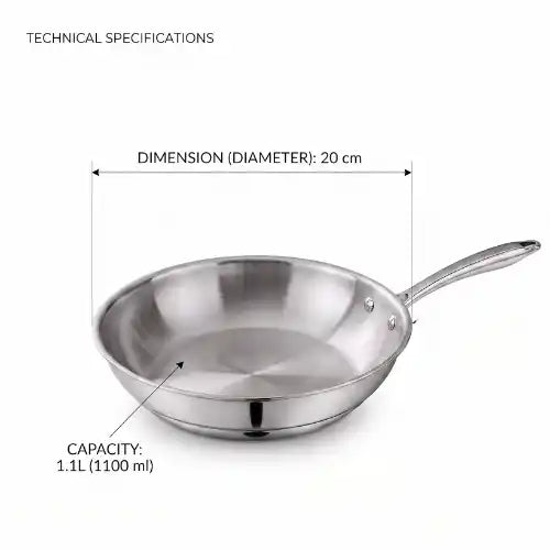 Triply Stainless Steel Fry Pan | Induction Compatible