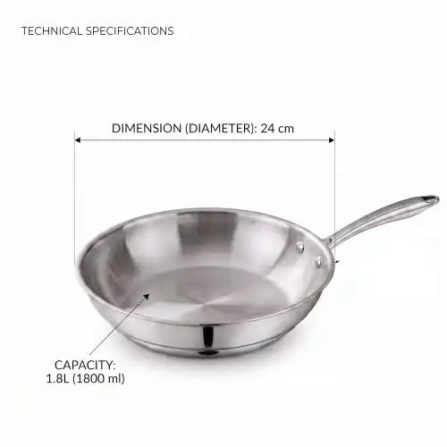 Triply Stainless Steel Fry Pan | Induction Compatible