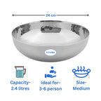 Heavy Bottom Stainless Steel Kadai (Hammered Tasla) without Handle