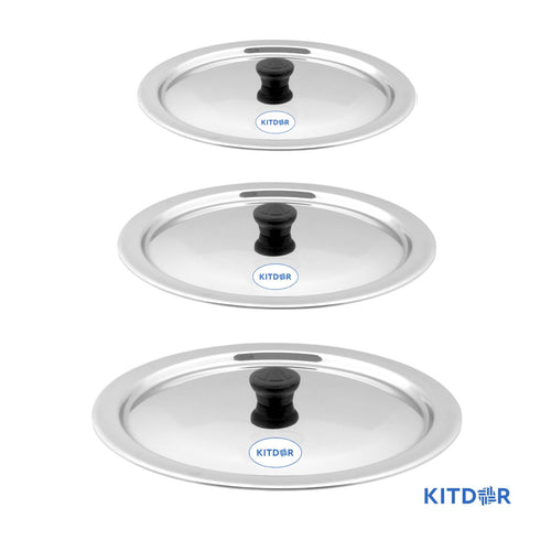 Stainless steel kitdor lids with knobs 3 pcs set