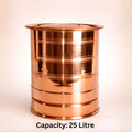 25 litre polished copper water storage container with lid isolated on light background