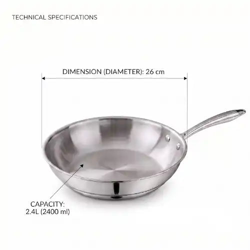 Triply Stainless Steel Fry Pan | Induction Compatible