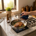 Triply Stainless Steel Fry Pan with SS Lid | Induction Compatible Deep Frying Pan