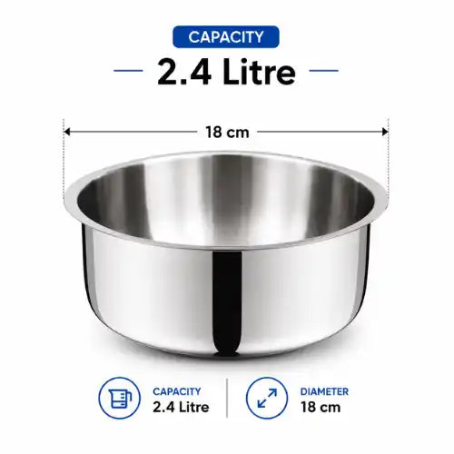 Triply Stainless Steel Tope Without Lid | 3 Layer Cooking Pot for Sabji