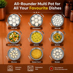 Stainless Steel Multi Kadai Set | 6-in-1 Multipurpose Steamer & Cooker