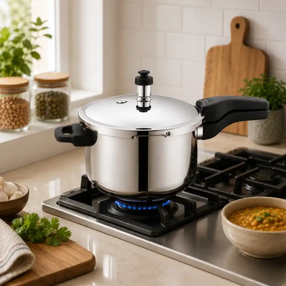 Stainless Steel Pressure Cooker | Heavy Gauge Induction Base Pressure Cooker