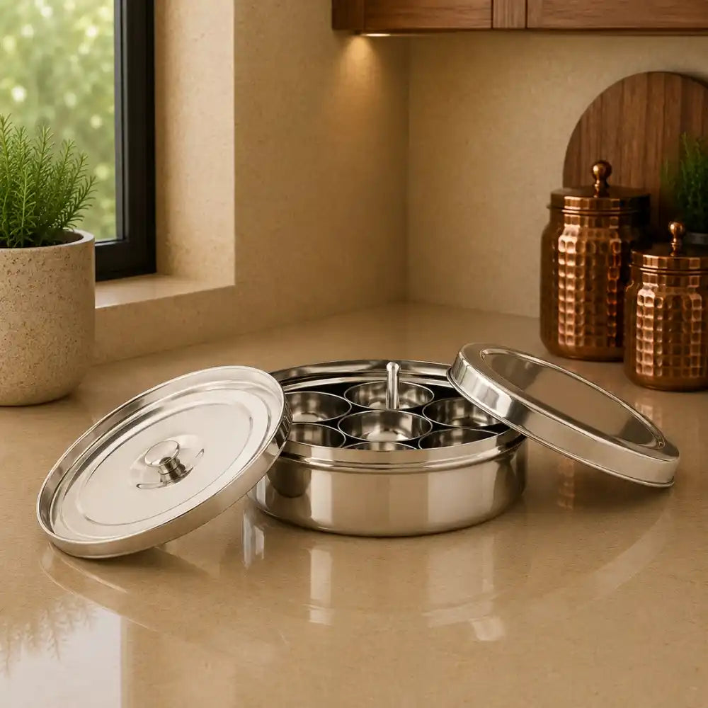 Kitdor Stainless Steel Masala Dabba Round