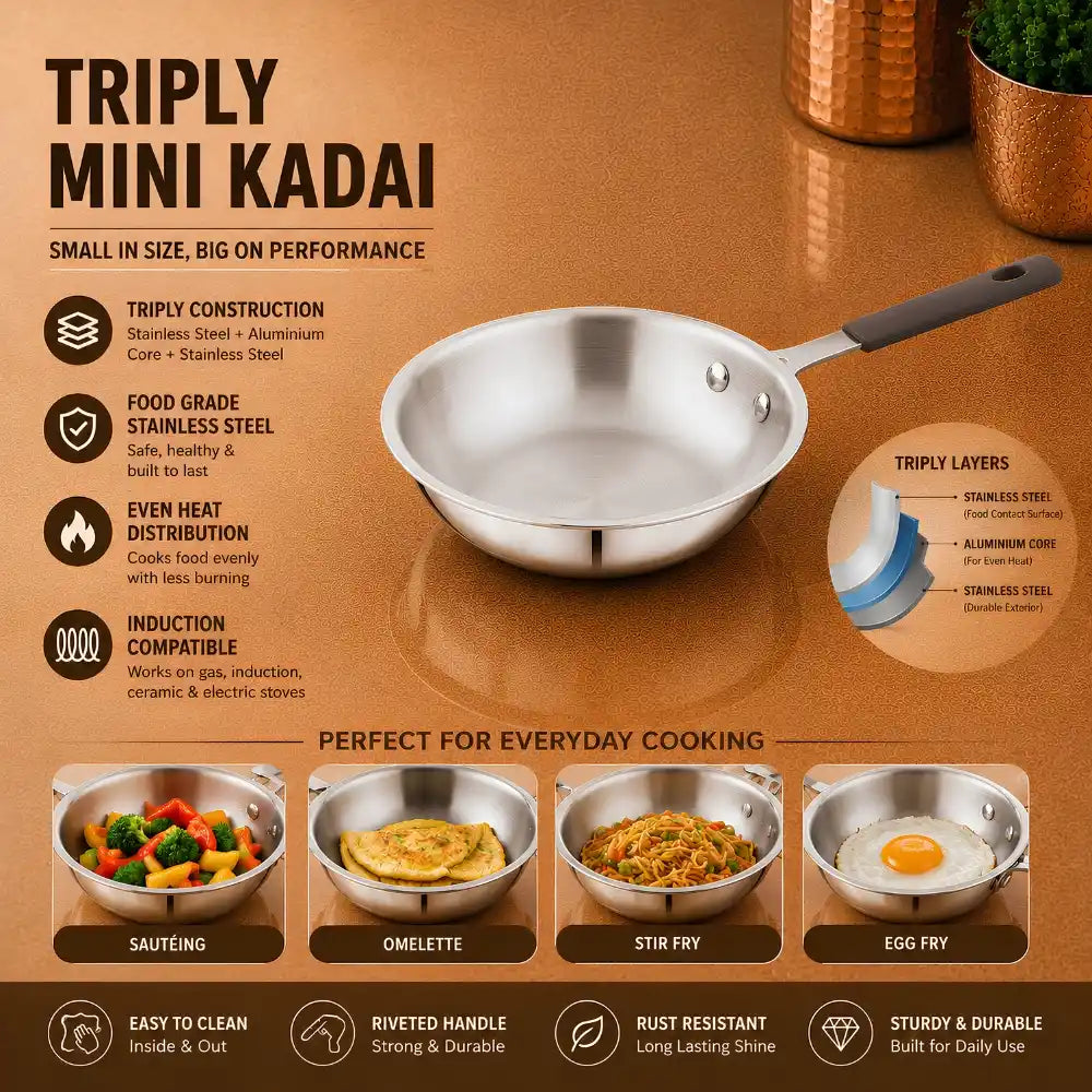 Triply Stainless Steel Fry Pan | Mini Series