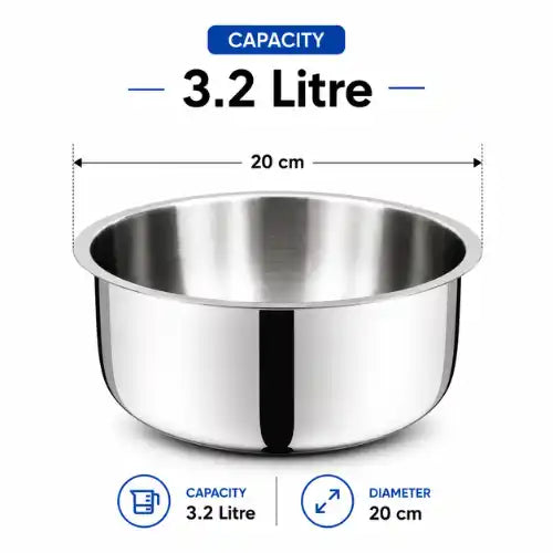 Triply Stainless Steel Tope Without Lid | 3 Layer Cooking Pot for Sabji
