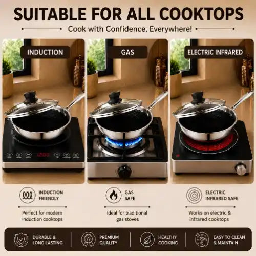 Gem Rajesh Triply Stainless Steel Saucepan – Induction Compatible Cookware