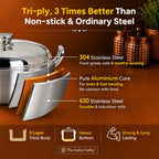 Stainless Steel Multi Kadai Set | 6-in-1 Multipurpose Steamer & Cooker