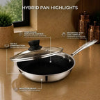 Honeycomb Stainless Steel Fry Pan with Glass Lid | Non-Stick Hex Pattern Frying Pan