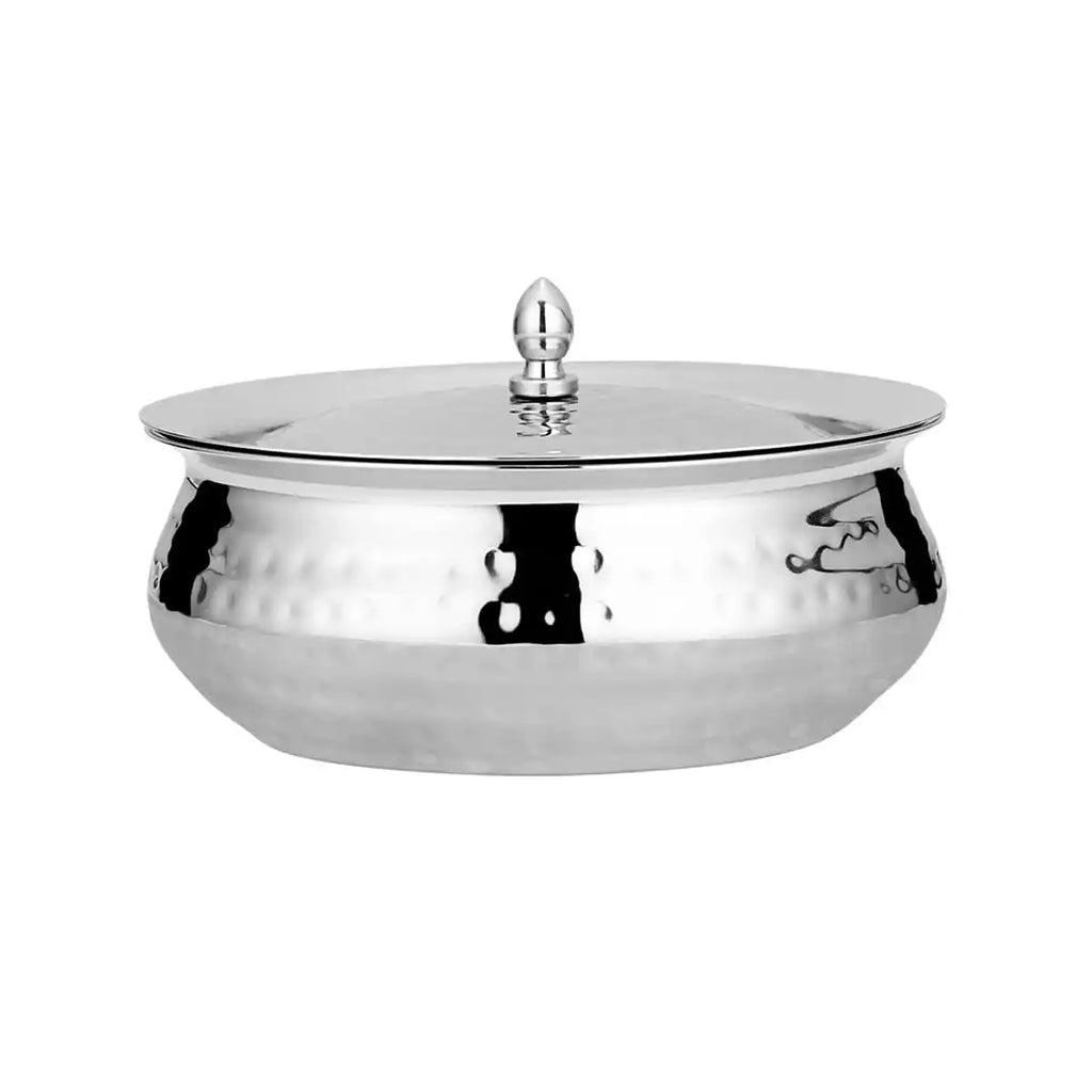Stainless Steel Olive Hammered Handi with Lid