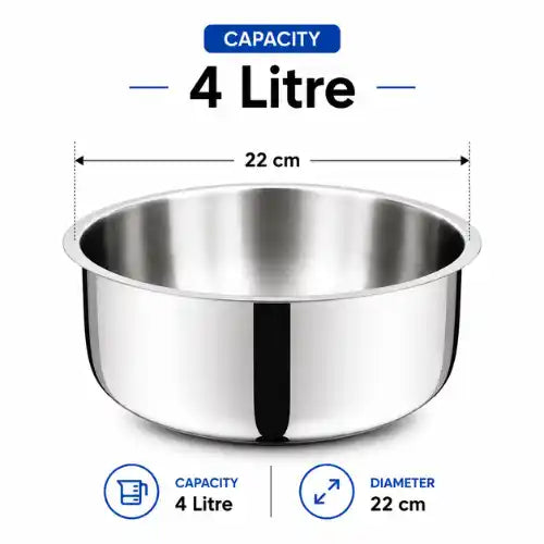 Triply Stainless Steel Tope Without Lid | 3 Layer Cooking Pot for Sabji