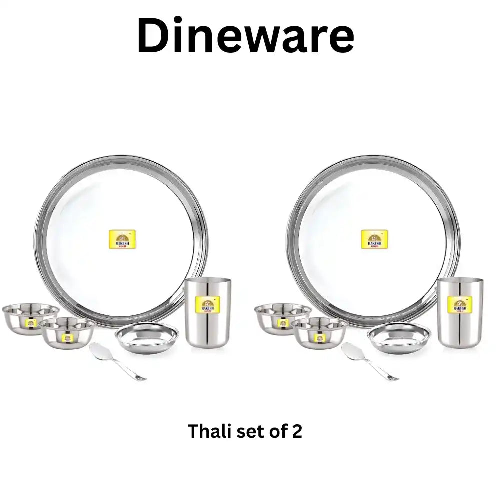 Stainless steel thali set of 2 with 'Himalaya' branding on a white background