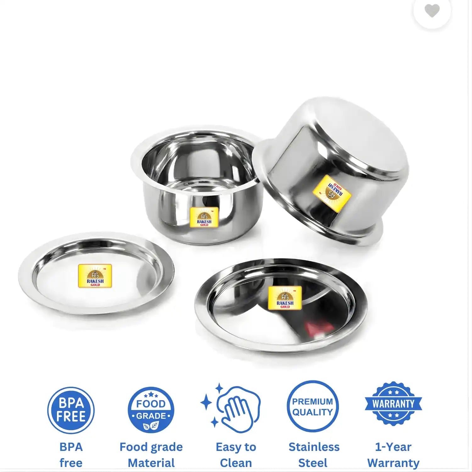 Rakesh Gold Stainless Steel Tope Set of 3