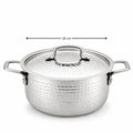Hammered Stainless Steel Biryani Handi with Lid | Heavy Gauge Cooking & Serving Pot