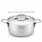 Hammered Stainless Steel Biryani Handi with Lid | Heavy Gauge Cooking & Serving Pot