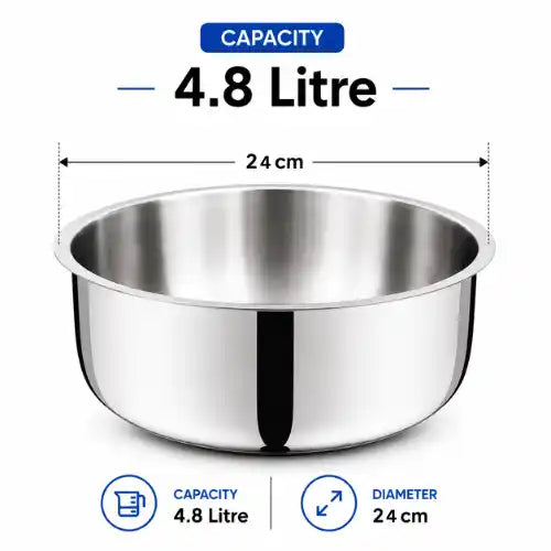 Triply Stainless Steel Tope Without Lid | 3 Layer Cooking Pot for Sabji