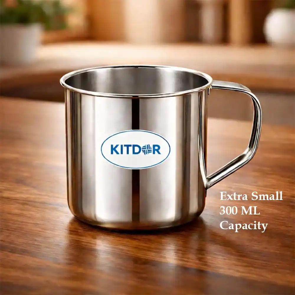 KITDOR Stainless Steel Water Mug | Heavy Gauge Drinking Mug with Handle