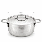 Hammered Stainless Steel Biryani Handi with Lid | Heavy Gauge Cooking & Serving Pot