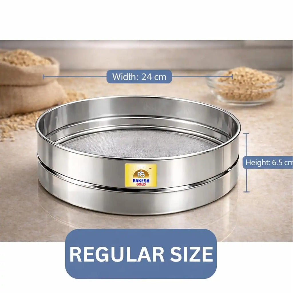 Rakesh Gold Stainless Steel Wheat Chalni | Fine Mesh Grain Sieve