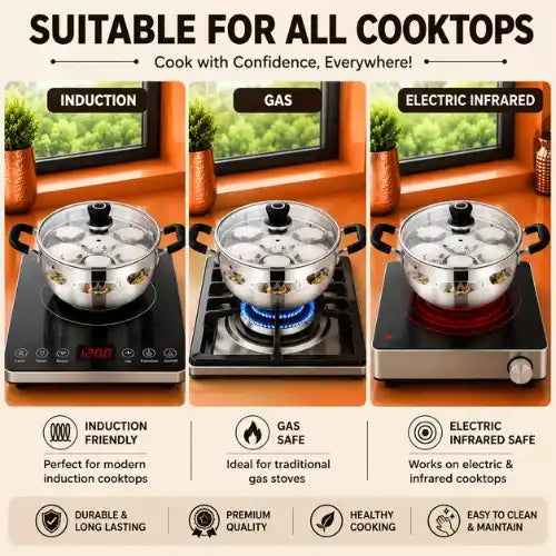 Stainless Steel Multi Kadai Set with glass lid