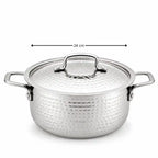 Hammered Stainless Steel Biryani Handi with Lid | Heavy Gauge Cooking & Serving Pot