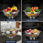 Rakesh Gold Stainless Steel Fruit & Vegetable Basket with Mesh Cover