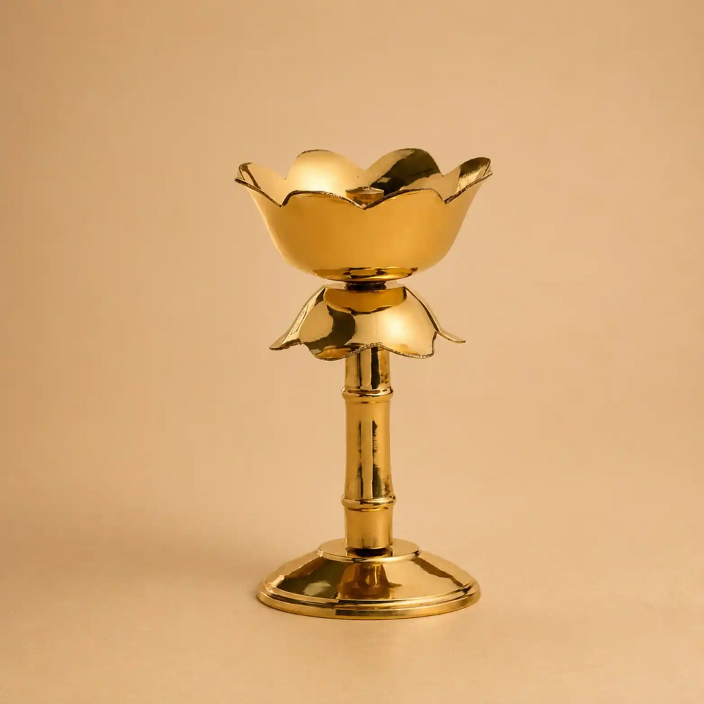 Brass/Pital Standing Kamal Diya