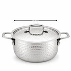 Hammered Stainless Steel Biryani Handi with Lid | Heavy Gauge Cooking & Serving Pot