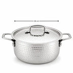 Hammered Stainless Steel Biryani Handi with Lid | Heavy Gauge Cooking & Serving Pot