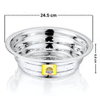 Stainless steel vegetable washing chalni with perforated design on a modern kitchen countertop, ideal for rinsing fruits, vegetables, rice, and pasta.