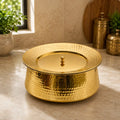 100% Pure Brass Hammered Lagan Handi with Lid & Kalai Coating Inside
