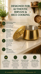 100% Pure Brass Hammered Lagan Handi with Lid & Kalai Coating Inside