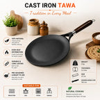 Cast Iron Tawa with Wooden Handle