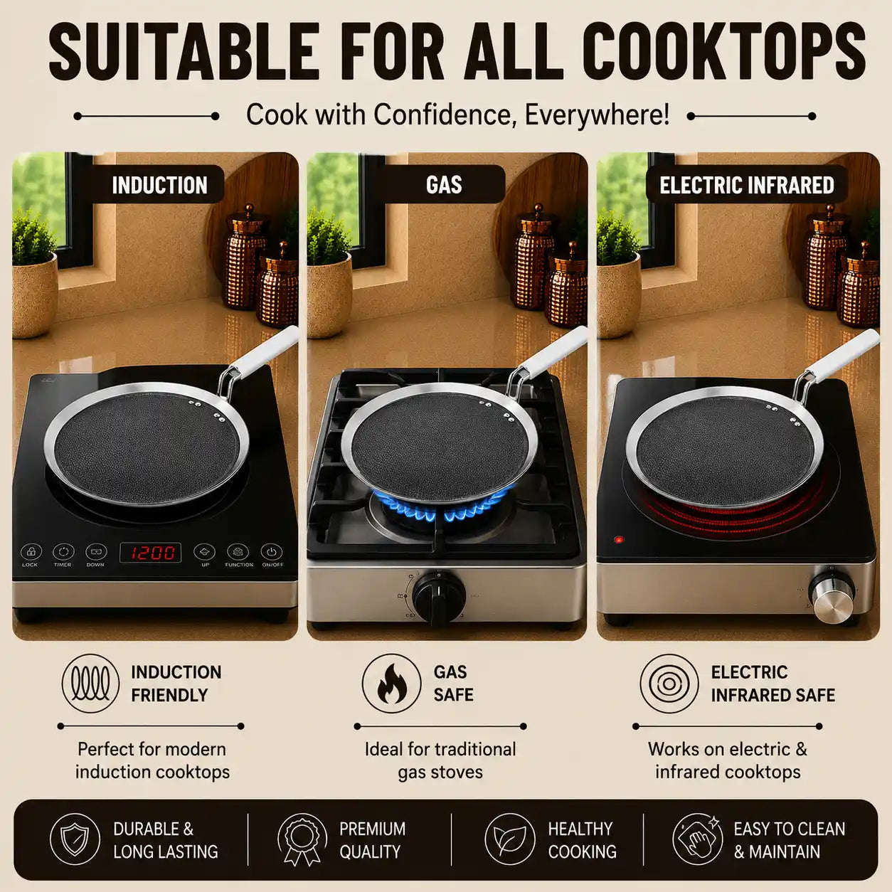 Premium Non-Stick Dosa Tawa with Cool Touch Handle