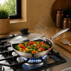 Honeycomb Stainless Steel Fry Pan with Glass Lid