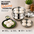 Stainless Steel Idli Cooker/Maker, 9/13 Idlis Gas Stove & Induction Compatible