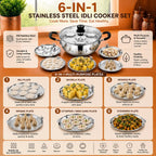Stainless Steel Multi Kadai Set with glass lid