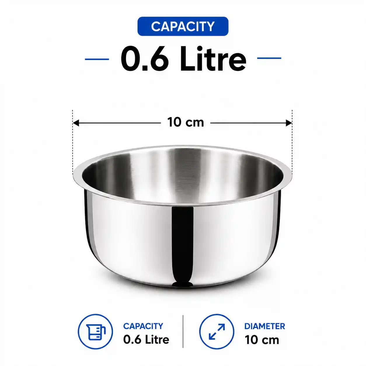 Triply Stainless Steel Tope Without Lid | 3 Layer Cooking Pot for Sabji