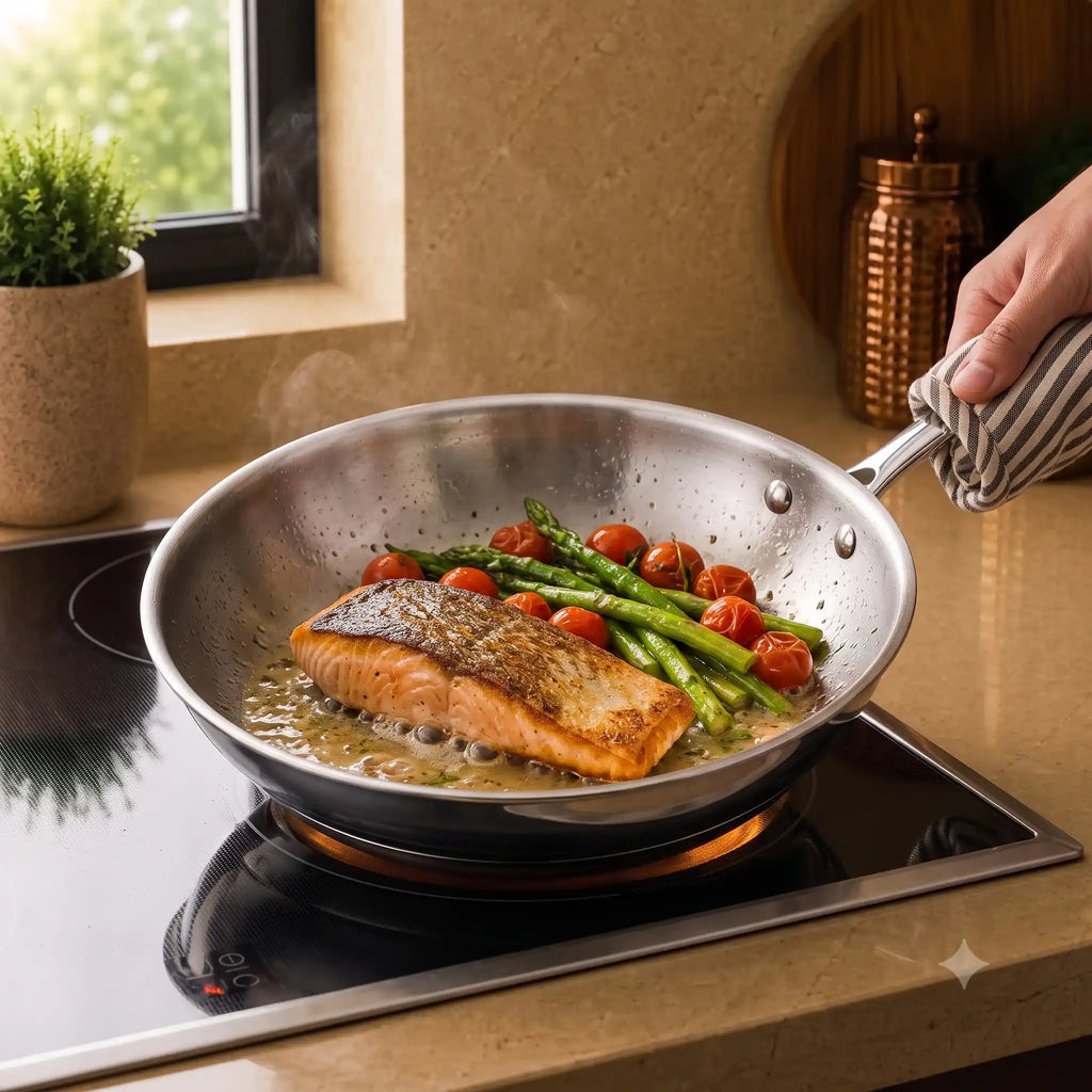 Triply Stainless Steel Fry Pan | Induction Compatible