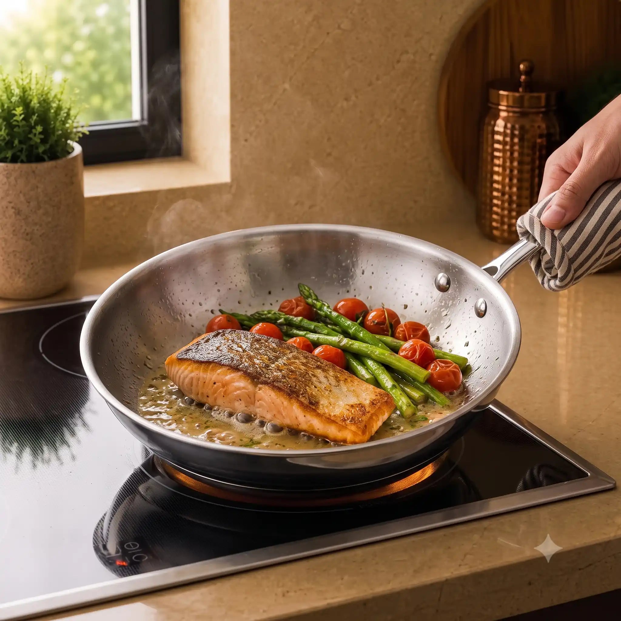 Triply Stainless Steel Fry Pan | Induction Compatible