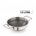 ri-ply stainless steel kadai without lid featuring dual handles and a durable patterned cooking surface.