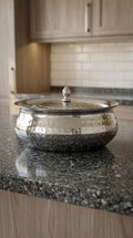 Stainless Steel Olive Hammered Handi with Lid