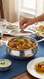 Stainless Steel Olive Hammered Handi with Lid