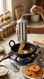 Stainless Steel Kitchen Press with 6 Jali Sev Sancha Machine