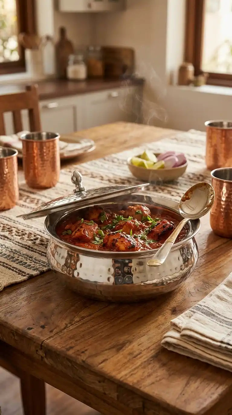 Stainless Steel Olive Hammered Handi with Lid